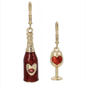 NEW! Betsey Johnson Wine Mismatched Earrings